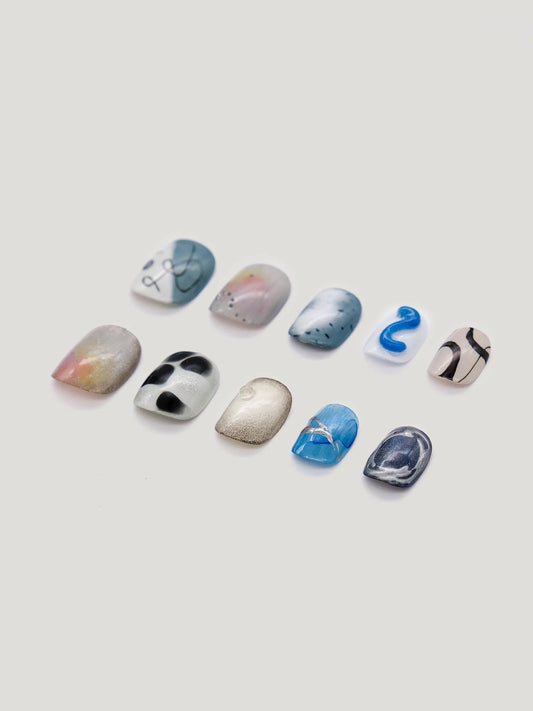 Abstract stone side -- JOYOYSY handcrafted press-on nails