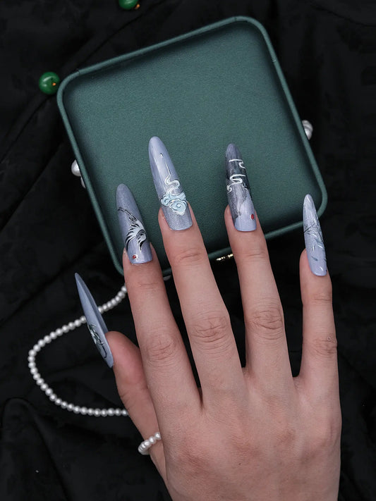 Auspicious Energy nail hand 01 - JOYOYSY handcrafted press-on nails