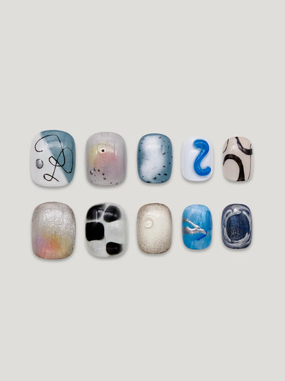 Abstract stone front - JOYOYSY handcrafted press-on nails