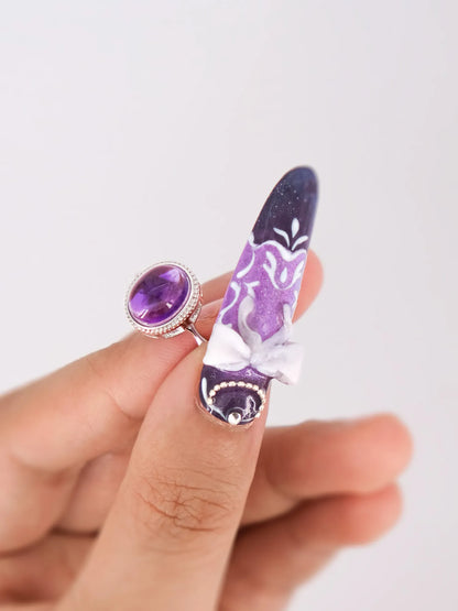 Amethyst Sliver Ring model 01