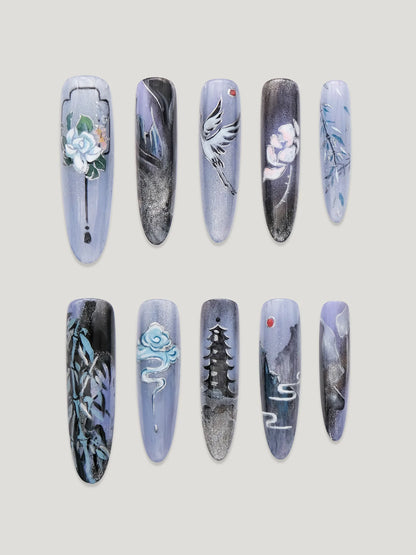 Auspicious Energy front - JOYOYSY handcrafted press-on nails