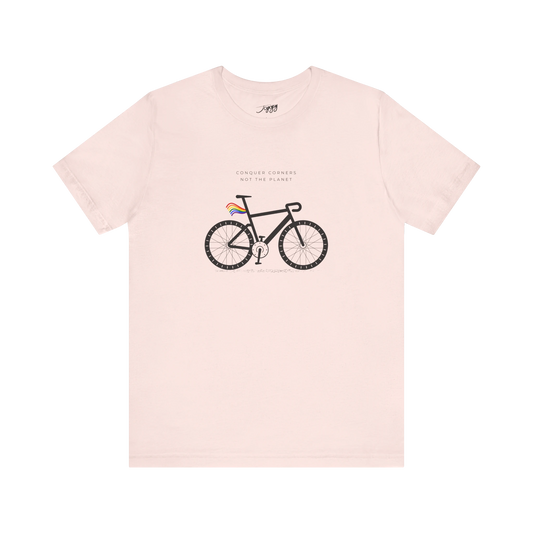 Conquer the Corners Cycling Tee soft pink front