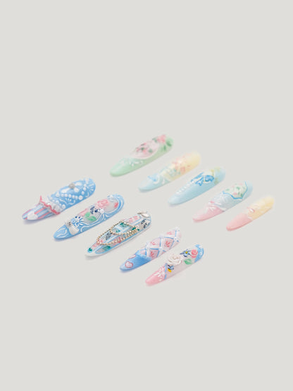 Dancing in The Garden side - JOYOYSY handcrafted press-on nails