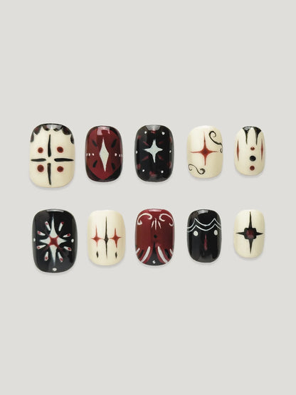 Earthen Glyphs front - JOYOYSY handcrafted press-on nails