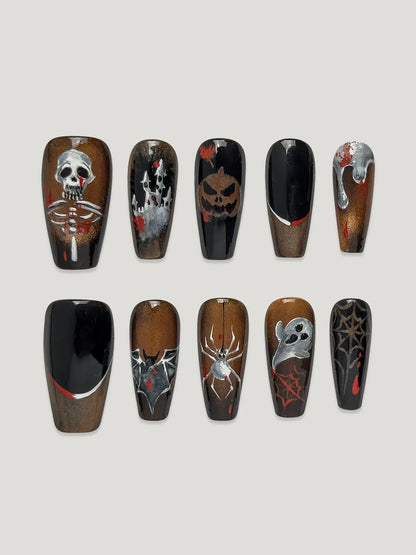 Ghostly Castle front - JOYOYSY handcrafted press-on nails