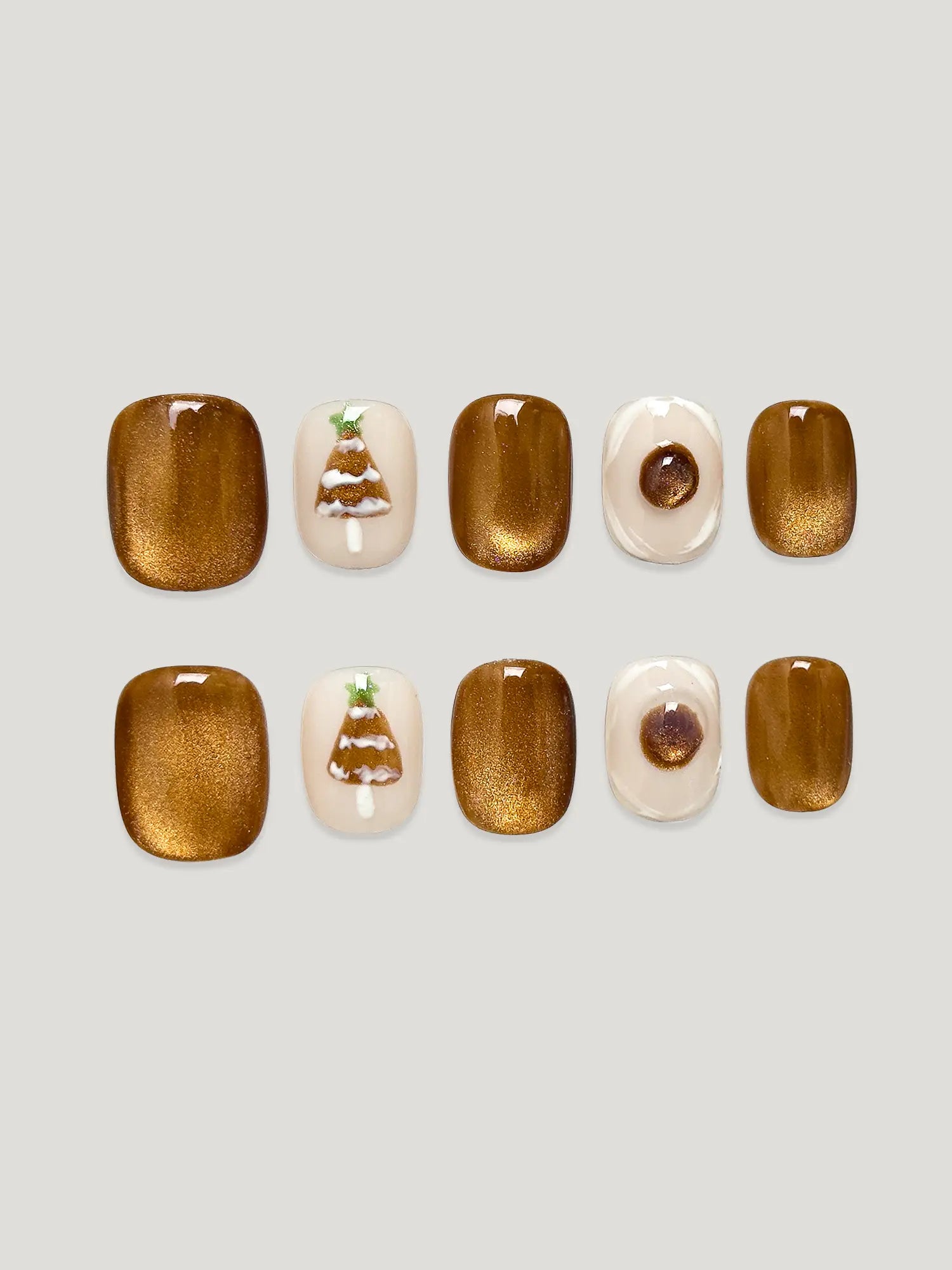 Golden Tree front - JOYOYSY handcrafted press-on nails