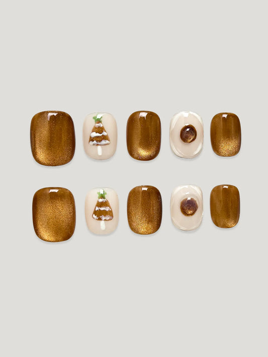 Golden Tree front - JOYOYSY handcrafted press-on nails