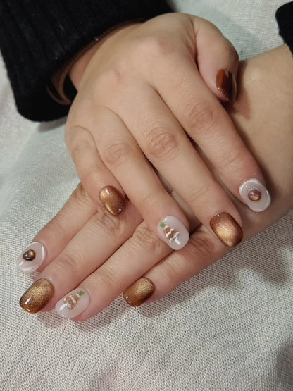 Golden Tree model 01 - JOYOYSY handcrafted press-on nails