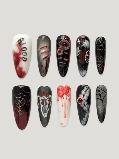 Halloween Blood front - JOYOYSY handcrafted press-on nails