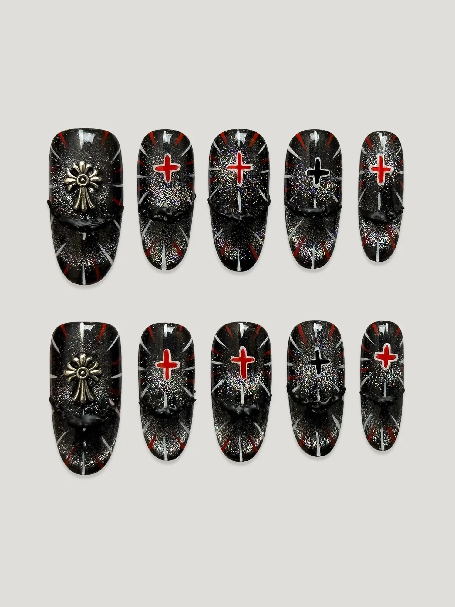 Holy Light front - JOYOYSY handcrafted press-on nails