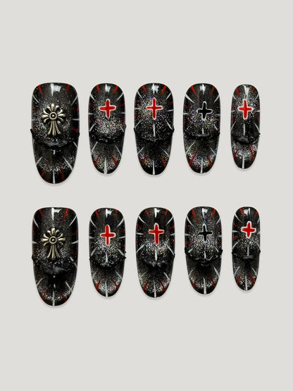 Holy Light front - JOYOYSY handcrafted press-on nails