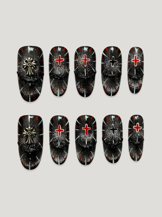 Holy Light front - JOYOYSY handcrafted press-on nails