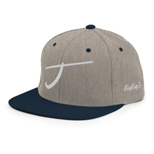 Product mockupLetter J Embroidered Hat heather grey/navy left front