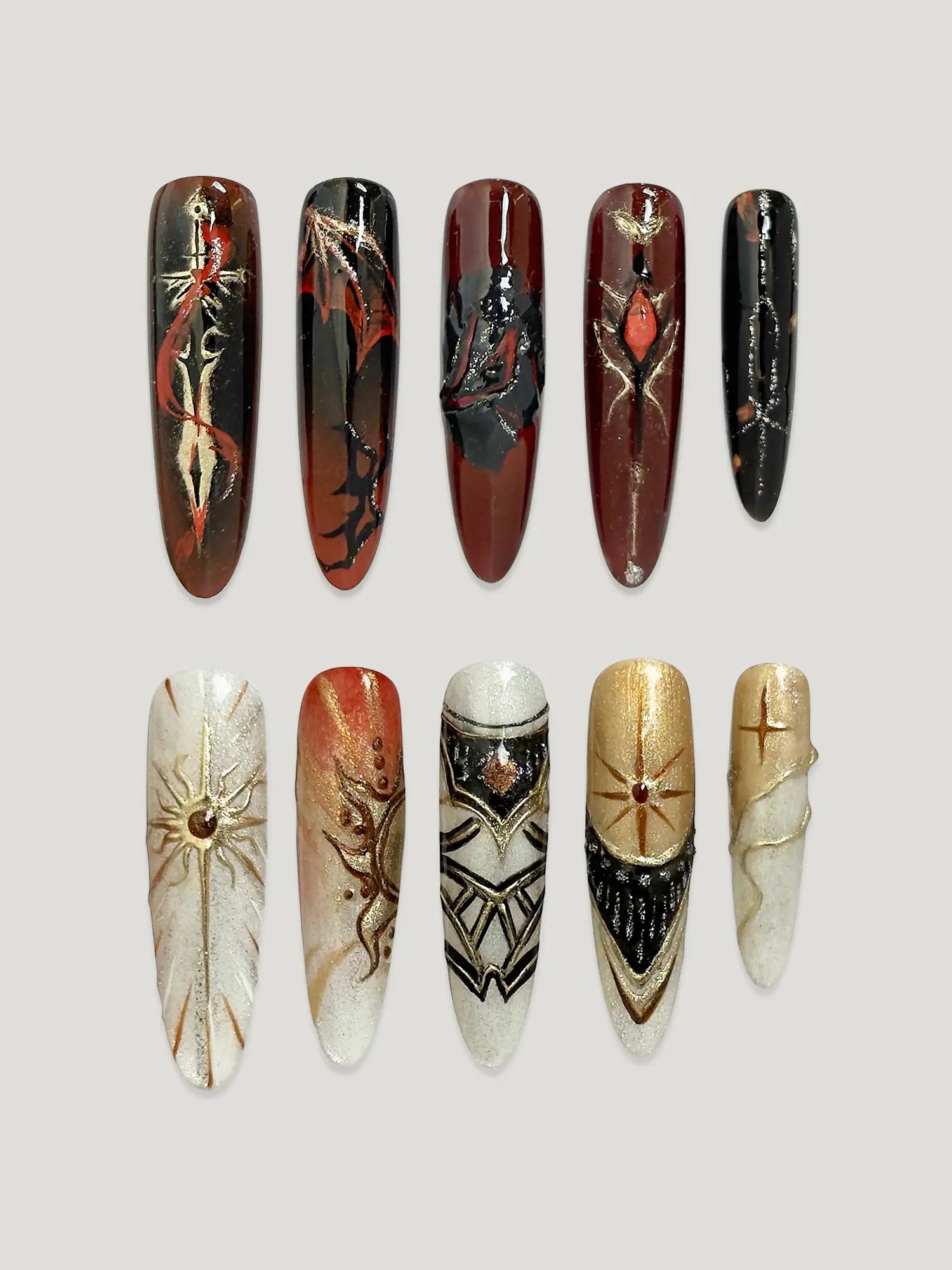 Love and Deepspace front - JOYOYSY handcrafted press-on nails