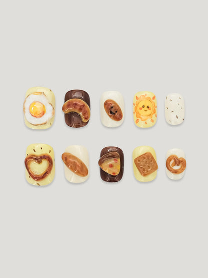 Loving breakfast front - JOYOYSY handcrafted press-on nails