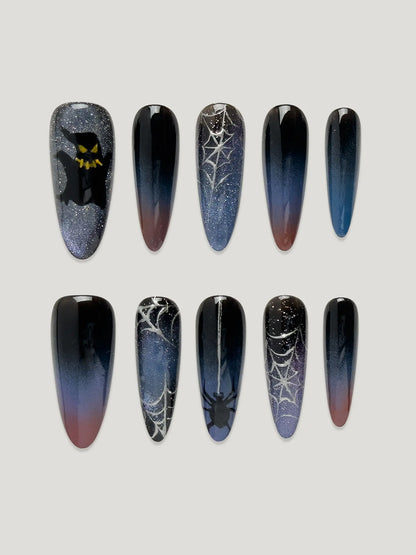 Night Falls front - JOYOYSY handcrafted press-on nails