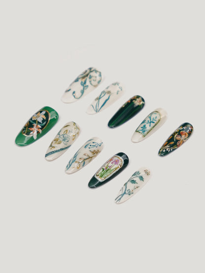 Palace Floral Tales side - JOYOYSY handcrafted press-on nails