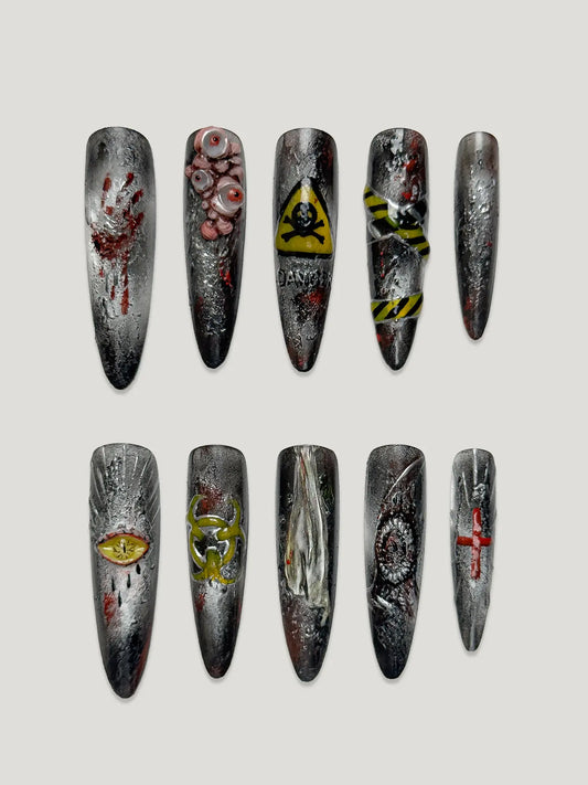 Quarantine nails front - JOYOYSY handcrafted press-on nails