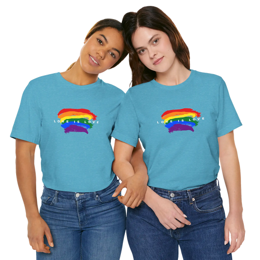 Rainbow Tee heather aqua model